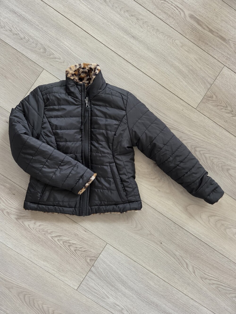Liv & Lottie Girls Reversible Quilted Faux Fur Puffer Jacket, Size 5